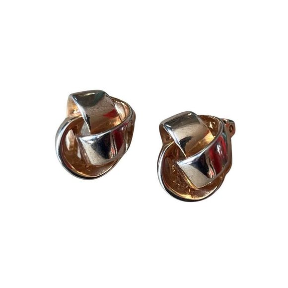 Quality Vintage Gold Tone Knot Clip On Earrings - Picture 3 of 8